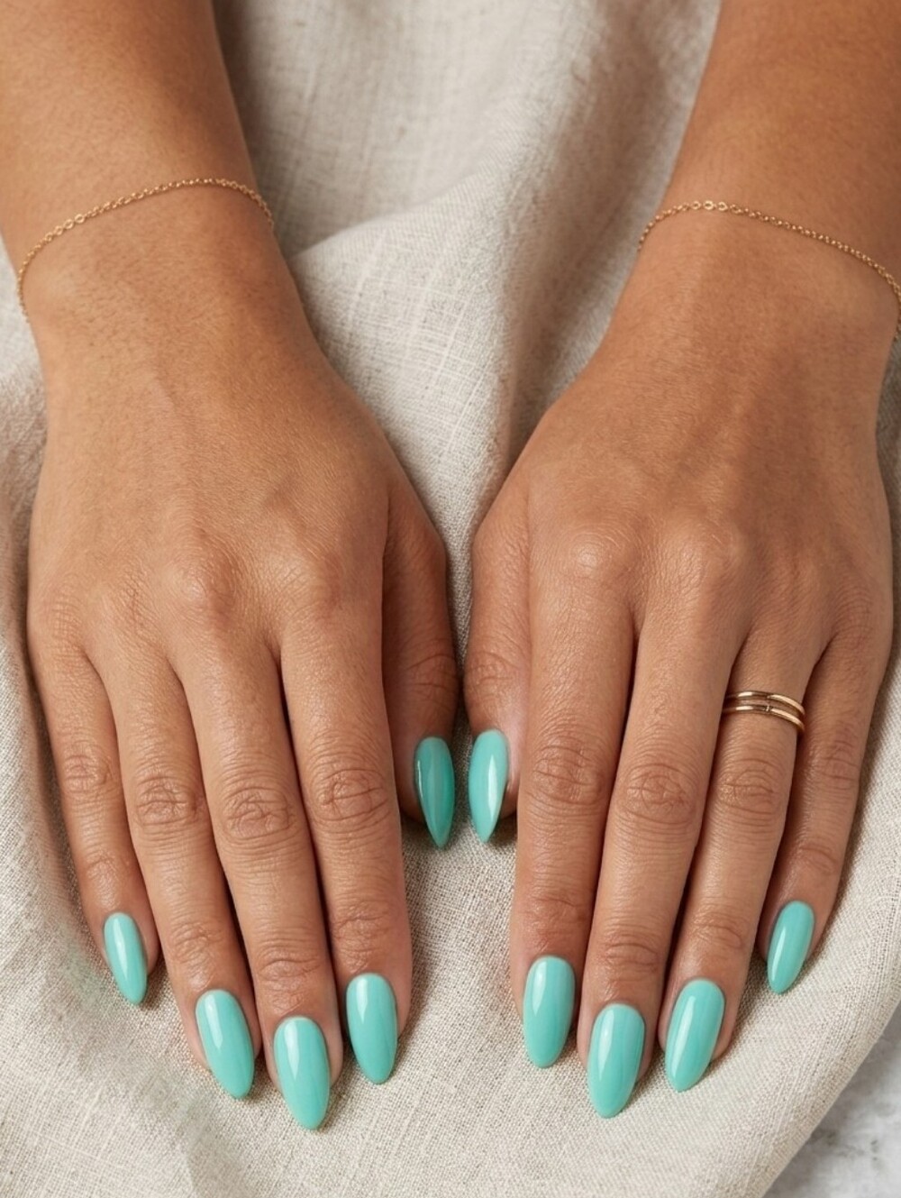 Vibrant Mint Green Almond Press-On Nail Set 3 Set For $15 Bundle